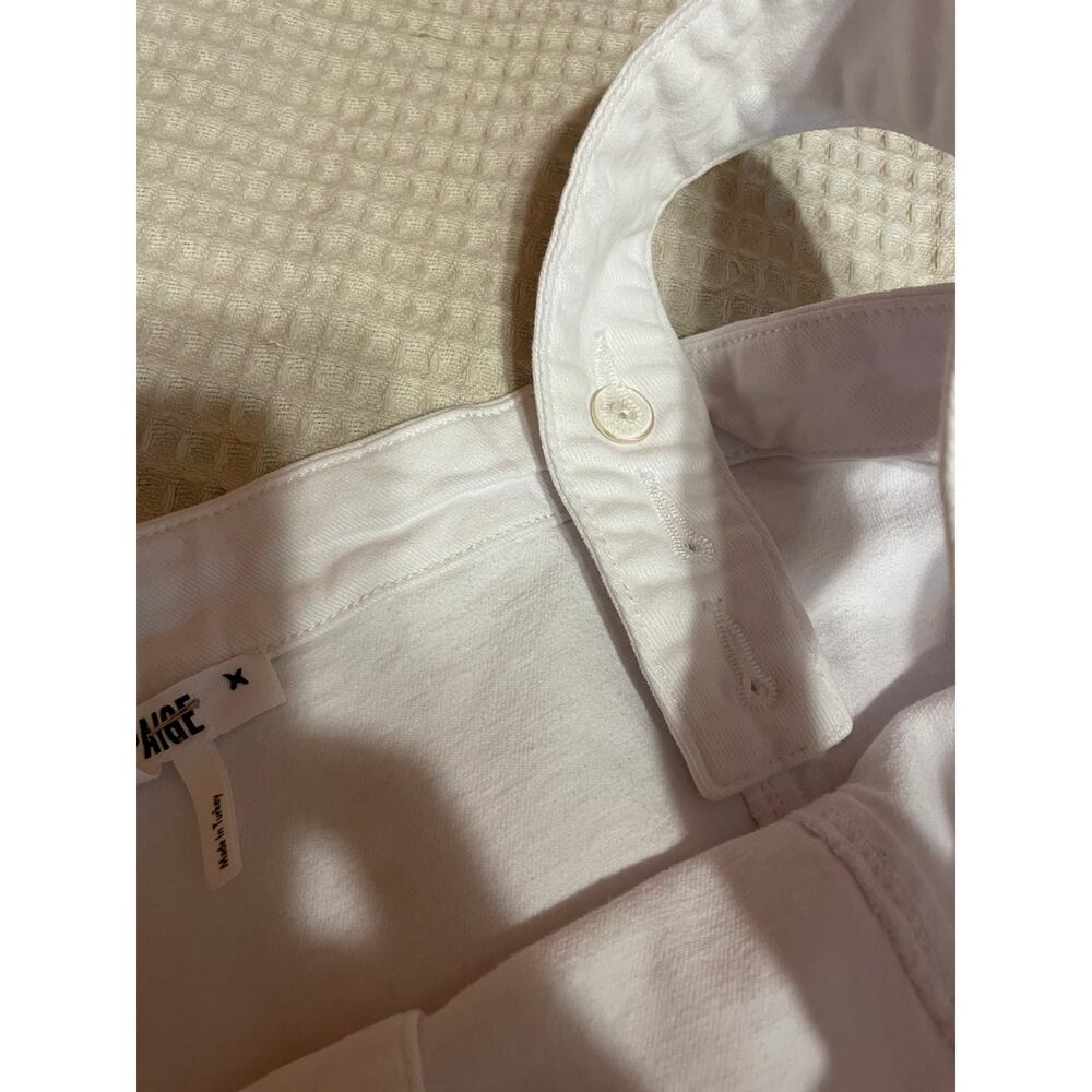 PAIGE Maddy Crisp White Denim Button Up Sleeveless Midi Dress Size 12 Minimalist - Picture 13 of 13
